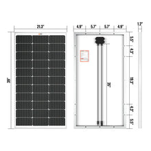 Load image into Gallery viewer, MEGA 100 | 100 Watt Solar Panel | Premier 12V Off-Grid Solar Panel for Vans, Campers, Boats | 25-Year Output Warranty | UL Certified