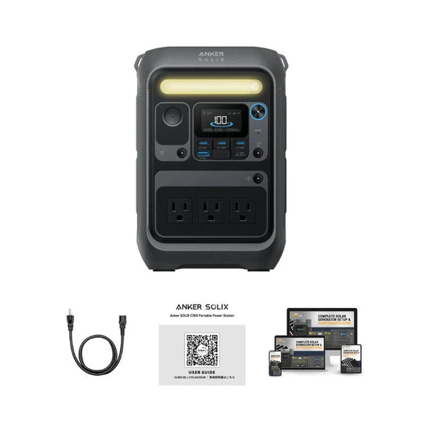 Anker SOLIX C300X 288Wh / 300W Portable Power Station + Choose Custom Solar Panel Bundle Option | 3-Year Warranty | Complete Solar Kit