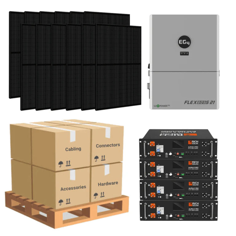 7.3kW Solar + EG4 FlexBOSS21 + [20.48kWh - 28.6kWh Lithium Battery] + 18 x 410W Solar Panels | Includes Schematic | Complete Solar Kit [BPK-MAX]