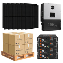 Load image into Gallery viewer, 4.92kW Solar + EG4 12kPV + [20.48kWh - 28.6kWh Lithium Battery Options] + 12 x 410W Solar Panels | Includes Schematic | Complete Solar Kit [BPK-PLUS]