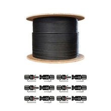 Load image into Gallery viewer, 2 x 500 Ft. PV Reel Kit (Red &amp; Black) + PV Connector Ends | 1,000 Ft. PV Extension Wire 600V | Includes PV Connector Ends