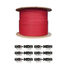 Load image into Gallery viewer, 2 x 500 Ft. PV Reel Kit (Red &amp; Black) + PV Connector Ends | 1,000 Ft. PV Extension Wire 600V | Includes PV Connector Ends