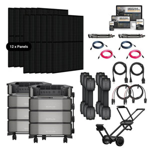 Dual EcoFlow DELTA PRO [ULTRA] Solar Kits - 7.2kw-14.4kw Output + 24kWh-60kWh Lithium Battery Bank | Choose Custom Bundle | 5-Year Warranty