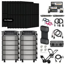 Load image into Gallery viewer, Dual EcoFlow DELTA PRO [ULTRA] Solar Kits - 7.2kw-14.4kw Output + 24kWh-60kWh Lithium Battery Bank | Choose Custom Bundle | 5-Year Warranty