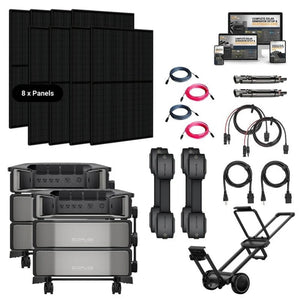 Dual EcoFlow DELTA PRO [ULTRA] Solar Kits - 7.2kw-14.4kw Output + 24kWh-60kWh Lithium Battery Bank | Choose Custom Bundle | 5-Year Warranty