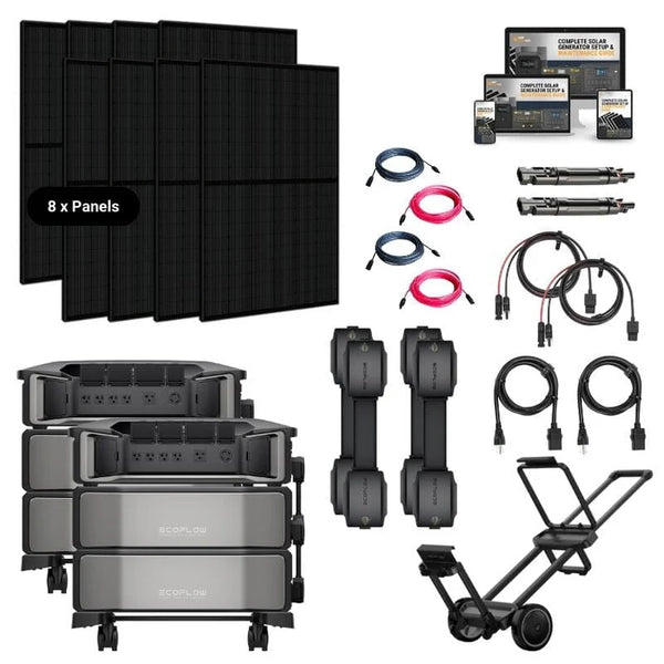Dual EcoFlow DELTA PRO [ULTRA] Solar Kits - 7.2kw-14.4kw Output + 24kWh-60kWh Lithium Battery Bank | Choose Custom Bundle | 5-Year Warranty