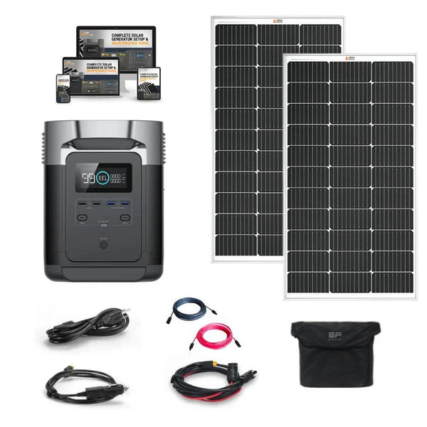 EcoFlow DELTA 1,800W / 1,300Wh Solar Kit / Portable Power Station + Choose Your Custom Bundle | Complete Solar Generator Kit