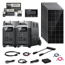 Load image into Gallery viewer, EcoFlow DELTA PRO 120V/240V Solar Kits - 7,200W Portable Power Station Setup + Choose Custom Bundle Option | Complete Solar Kit | 5-Year Warranty