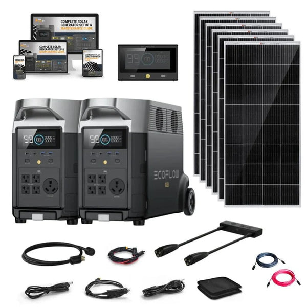 EcoFlow DELTA PRO 120V/240V Solar Kits - 7,200W Portable Power Station Setup + Choose Custom Bundle Option | Complete Solar Kit | 5-Year Warranty