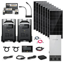 Load image into Gallery viewer, EcoFlow DELTA PRO 120V/240V Solar Kits - 7,200W Portable Power Station Setup + Choose Custom Bundle Option | Complete Solar Kit | 5-Year Warranty