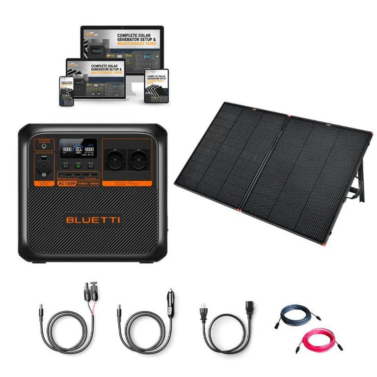 Bluetti AC180P 1800W / 1440Wh Portable Power Station + Choose Your Custom Your Custom Bundle | Complete Solar Generator Kit