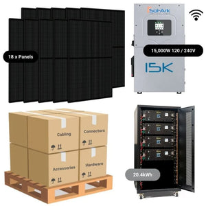 7.38kW Complete Solar Power System - Sol-Ark 15K + [20.48kWh - 28.6kWh Lithium Battery Bank] + 18 x 410W Mono Solar Panels + Schematic [HPK-PLUS]