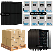 Load image into Gallery viewer, 75.8kW Solar Power System - 8 x Sol-Ark 15K&#39;s + [184.3kWh Lithium Battery Bank] + 192 x 395W Solar Panels | Complete Solar Power System [ISK-PRO]