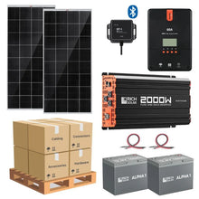 Load image into Gallery viewer, Complete Solar Panel Kit - 2,000W Pure Sine Wave Inverter + [12V Battery Bank] + 2 x 200W Mono Solar Panels | Off-Grid, Mobile, Backup [LPK-PLUS]