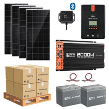 Load image into Gallery viewer, Complete Solar Panel Kit - 2,000W Pure Sine Inverter + [12V Battery Bank] + 4 x 200W 12V Mono Solar Panels | Off-Grid, Mobile, Backup [LPK-MAX]