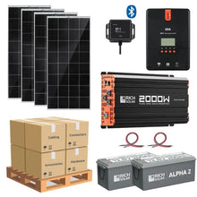 Load image into Gallery viewer, Complete Solar Panel Kit - 2,000W Pure Sine Inverter + [12V Battery Bank] + 4 x 200W 12V Mono Solar Panels | Off-Grid, Mobile, Backup [LPK-MAX]