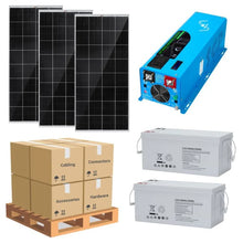 Load image into Gallery viewer, Complete Solar Panel Kit - 4,000W 12V Inverter / Charger 124/240 Output + [2.4kWh-5.12kWh Lithium Battery Bank] + 3 x 200W 12V Solar Panels [LPK-PRO]