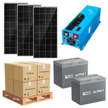 Load image into Gallery viewer, Complete Solar Panel Kit - 4,000W 12V Inverter / Charger 124/240 Output + [2.4kWh-5.12kWh Lithium Battery Bank] + 3 x 200W 12V Solar Panels [LPK-PRO]