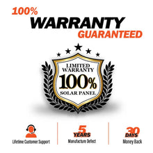 Load image into Gallery viewer, MEGA 100 | 100 Watt Solar Panel | Premier 12V Off-Grid Solar Panel for Vans, Campers, Boats | 25-Year Output Warranty | UL Certified
