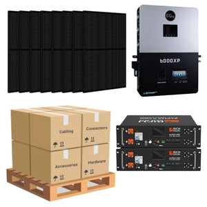 3.28kW Complete Solar Power System - 6,000W 120/240V [10.28kWh-14.3kWh Lithium Battery Bank] + 8 x 410W Mono Solar Panels + Setup Diagram [OGK-PLUS]
