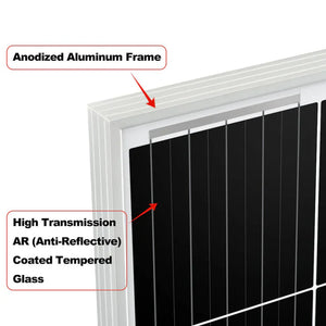 200 Watt Solar Panel | High Efficiency 12V Monocrystalline (19.98% Efficiency) | 25-Year Power Output Warranty