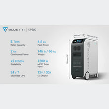 Load image into Gallery viewer, Bluetti [EP500] 5,100wH / 2,000W Portable Power Station + Choose Your Custom Bundle | Complete Solar Kit